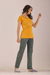 Sweet Moon Knit Cotton Pyjama Set - Pastelgreen Mustard — thumbnail 4